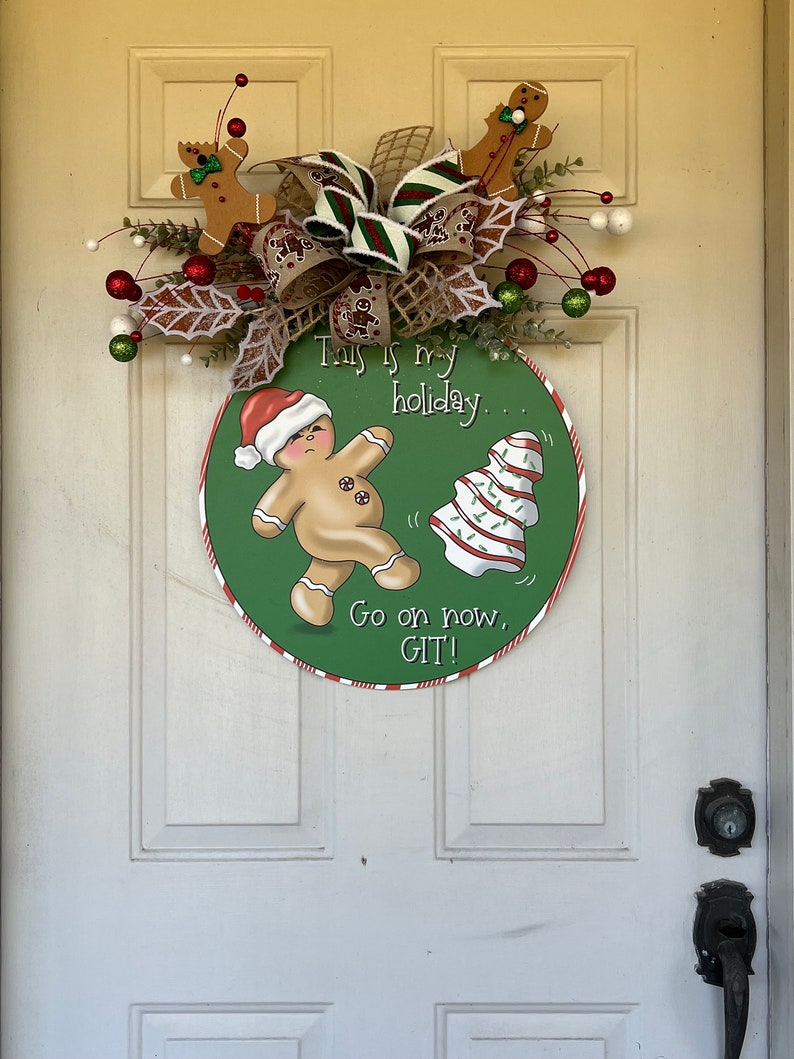 Gingerbread Door Hanger, Christmas Wreath, This is My Holiday Wreath, Christmas Wreath for Front