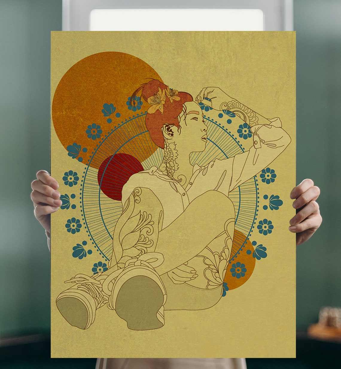 Illustration tattoo style Canvas wall art Wall decor | Etsy