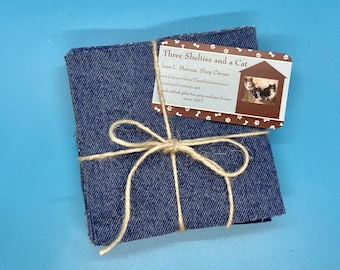 Reclaimed denim 5” squares  - jean charm packs - 25 upcycled denim quilting squares