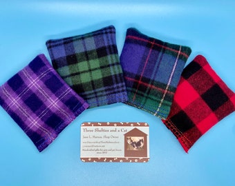 Flannel Catnip Sachets -  Set of 4 Cat toys - Vermont Flannel cat toys - no fillers just organic catnip!