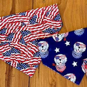 Patriotic dog bandana - over the collar bandana - flag bandana - 4th of July bandana - patriotic bandana - reversible dog bandana