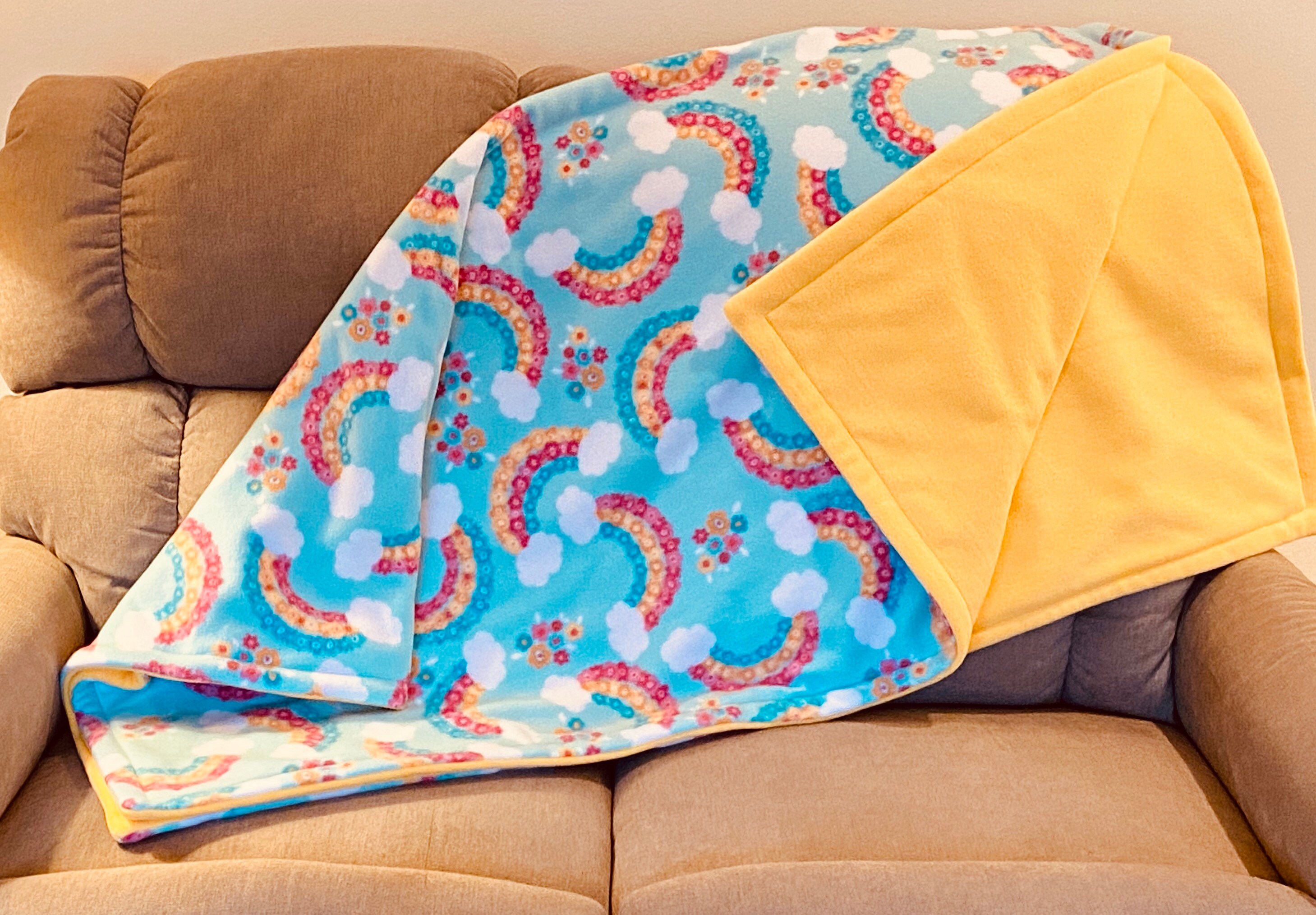 Rainbow Throw Blanket Rainbow Fleece Blanket Rainbow Throw Etsy