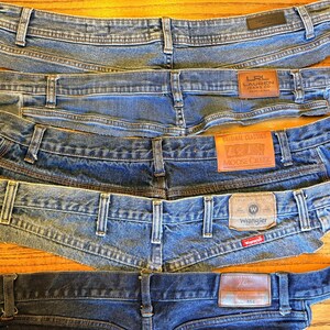 Lot of 11 Reclaimed Waistbands with Labels from Denim Blue Jeans - Wrangler, Levi’s, Lee, J. Crew, Ralph Lauren, Kenneth Cole, Moose Creek… image 2
