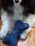Small Upcycled Denim Dog Bone Toy, Handcrafted Gift