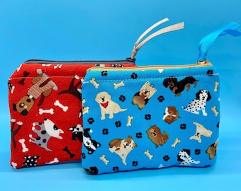 Dog Themed Card/Cash Pouch - dog lover gift, credit card pouch, dog card holder, dog coin pouch, dog mom gift