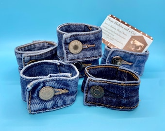 Denim Napkin Rings - Upcycled Recycled Denim Jeans - Country Wedding Decor