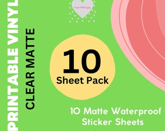 Inkjet Printable Vinyl | Clear Matte Sticker Paper, 10-Pack