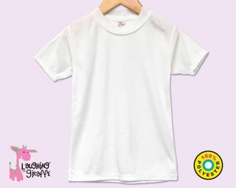 Lachende giraf wit peutershirt, 100% polyester, klaar voor sublimatie