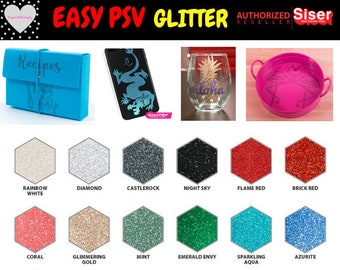 Siser Glitter EasyPSV Vinyl / 12" x 36" / 1 Yard / Permanent Adhesive Vinyl / Vinyl / Outdoor Vinyl / Decal Vinyl / Sign Vinyl