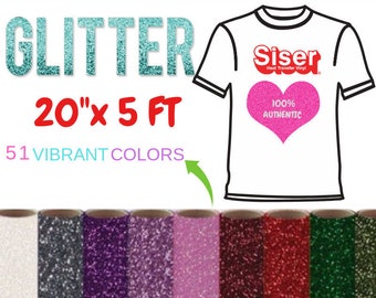 Siser Glitter HTV 5ft Roll, Iron On Vinyl (20" x 5ft)