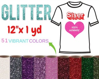 Siser Glitter HTV Vinyl | 12" x 1 Yard Roll | Iron-On T-Shirt Vinyl