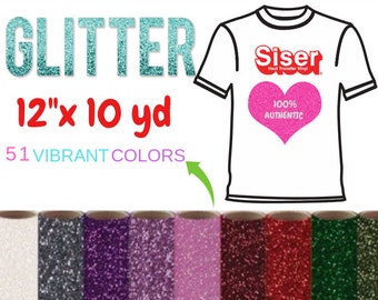 Siser Glitter HTV Roll, Iron On Vinyl, T-shirt Vinyl (12" x 10 Yard)