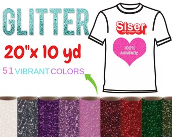 Siser Glitter Heat Transfer Vinyl Rolle | 20 "x 10 Meter, 50+ Farben