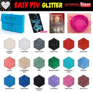 Siser Glitter EasyPSV Vinyl / 12&quot; x 12&quot; / Permanent Adhesive Vinyl / Vinyl / Outdoor Vinyl / Decal Vinyl / Sign Vinyl / 651 / Cricut Vinyl