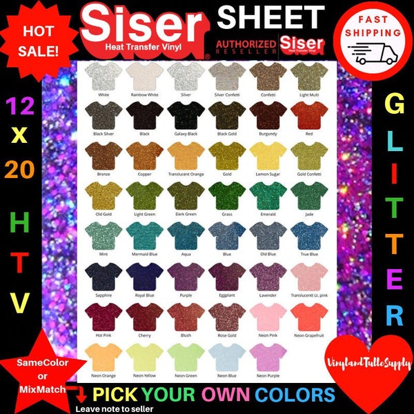 Glitter HTV 12" x 20" / 1-sheet / Glitter Siser Easyweed  / HTV / Heat Transfer Vinyl / Glitter / Htv Vinyl Sheets / Glitter Vinyl
