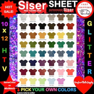 Glitter HTV 10&quot; x 12&quot; / 1-sheet / Glitter Siser Easyweed / HTV / Heat Transfer Vinyl / Cricut Vinyl