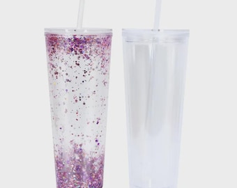Gobelet en plastique acrylique transparent à double paroi, 24 oz | Gobelet boule à neige