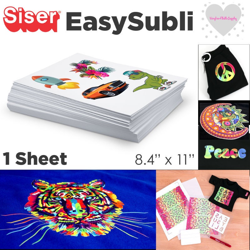 Siser EasyColor DTV Inkjet Printable Heat Transfer Craft Vinyl 8.4 x 11 -  25 Sheets 