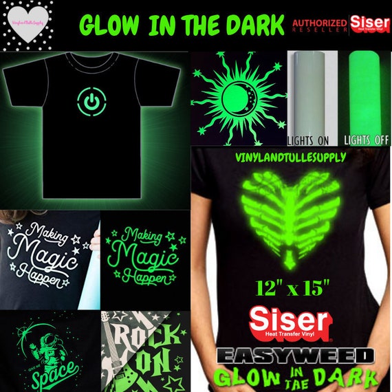  Siser EasyWeed Heat Transfer Vinyl 15 x 12 Sheet (Glow in The  Dark)