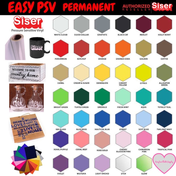 Siser Adhesive Vinyl Easypsv / 12 X 36 / Permanent Adhesive Vinyl / Vinyl  Sheets / Outdoor Vinyl / Permanent Vinyl Sheets / Decal Vinyl 