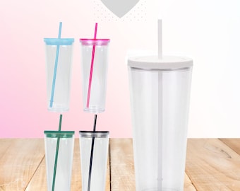 Color Couvercles Gobelet en plastique acrylique isolé à double paroi, 24 oz | Gobelet boule à neige