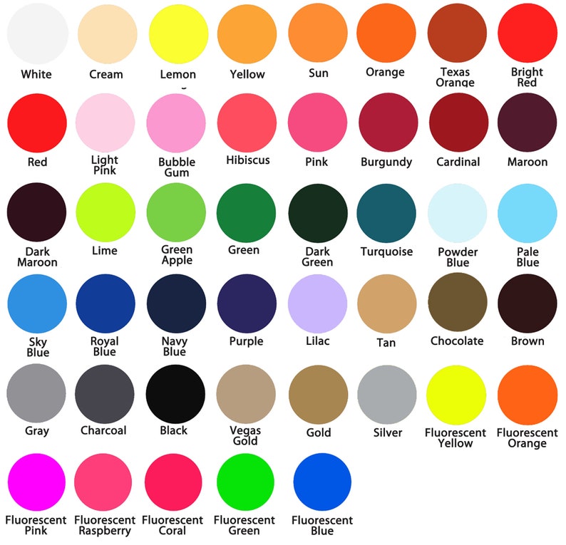 Puede incluir: Una carta de colores con 48 colores diferentes, incluyendo blanco, crema, lim&oacute;n, amarillo, sol, naranja, naranja de Texas, rojo brillante, rojo, rosa claro, chicle, hibisco, rosa, burdeos, cardenal, marr&oacute;n, marr&oacute;n oscuro, lima, manzana verde, verde, verde oscuro, turquesa, azul polvo, azul p&aacute;lido, azul cielo, azul real, azul marino, morado, lila, marr&oacute;n claro, chocolate, marr&oacute;n, gris, carb&oacute;n, negro, oro de Las Vegas, oro, plata, amarillo fluorescente, naranja fluorescente, rosa fluorescente, frambuesa fluorescente, coral fluorescente, verde fluorescente y azul fluorescente.