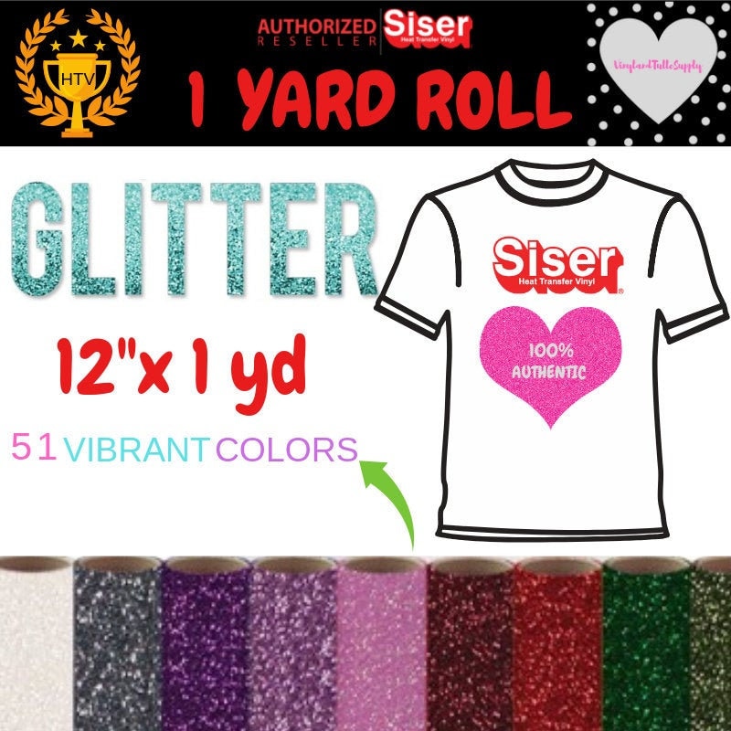 20 Wide Siser White and Neon Glitter HTV 25 Yard