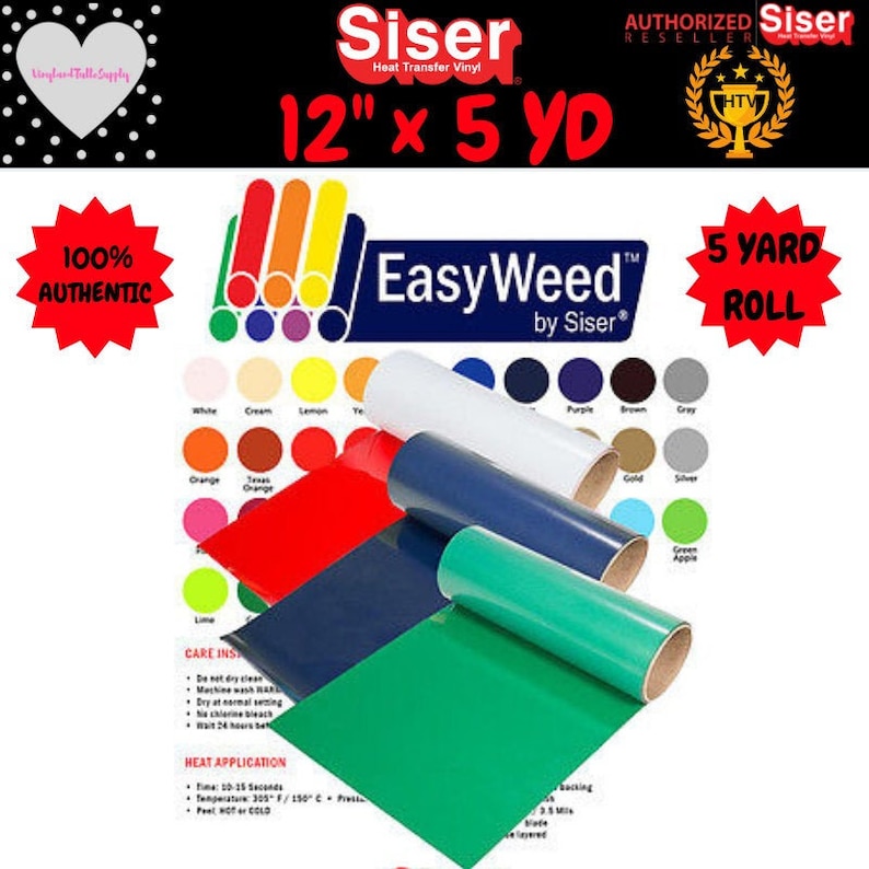 SISER EASYWEED Fluorescent Heat Transfer Vinyl SELECT COLORS 12/" x 15/" 7 rolls