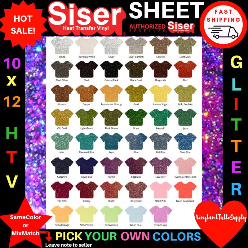 Glitter HTV 10 X 12 / 1-sheet / Glitter Siser - Etsy
