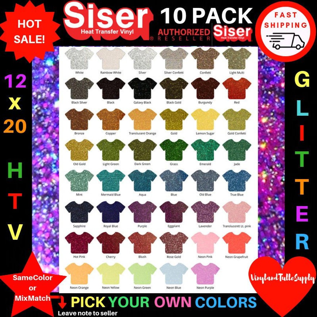 Siser Glitter HTV Iron On Heat Transfer Vinyl 12 x 12 1 Precut