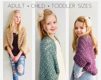 PDF Crochet Pattern -  The Genesis Greer - Easy Stitch Cocoon Shrug - Crocheted Cardigan - Crocheted Sweater