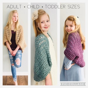 PDF Crochet Pattern -  The Genesis Greer - Easy Stitch Cocoon Shrug - Crocheted Cardigan - Crocheted Sweater