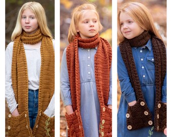 PDF Crochet Pattern - The Adriana Rae - Cabled Pocket Scarf - Cable Crochet - Scarf with Pockets