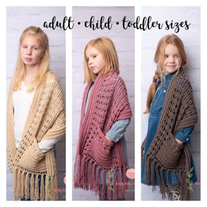 PDF Crochet Pattern - The Calla Briar - Easy Pocket Shawl - Shawl with Pockets - Crocheted Shawl - Scarf with Pockets