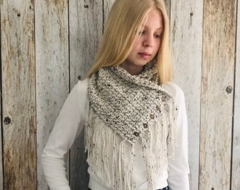 PDF Crochet Pattern -  The Noelle Brie - Buttoned Cowl Scarf