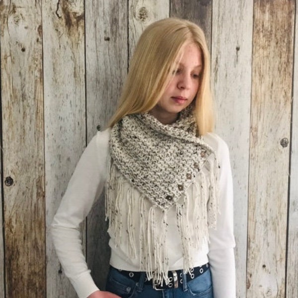 PDF Crochet Pattern -  The Noelle Brie - Buttoned Cowl Scarf