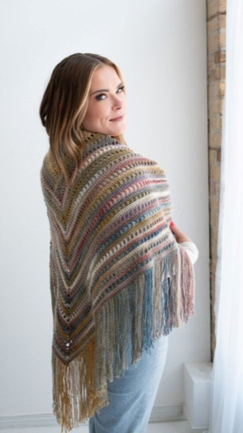 PDF Crochet Pattern - Bohemian Triangle Scarf - Boho Crocheted Wrap ...