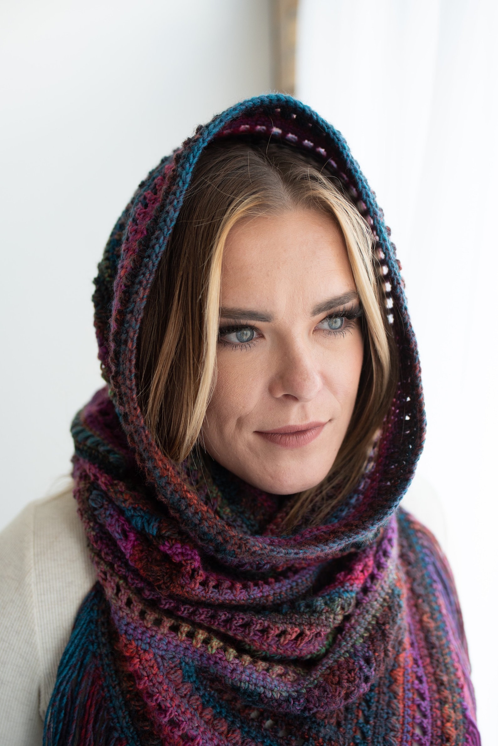 PDF Crochet Pattern - Hooded Cowl Scarf - Easy/beginner Friendly
