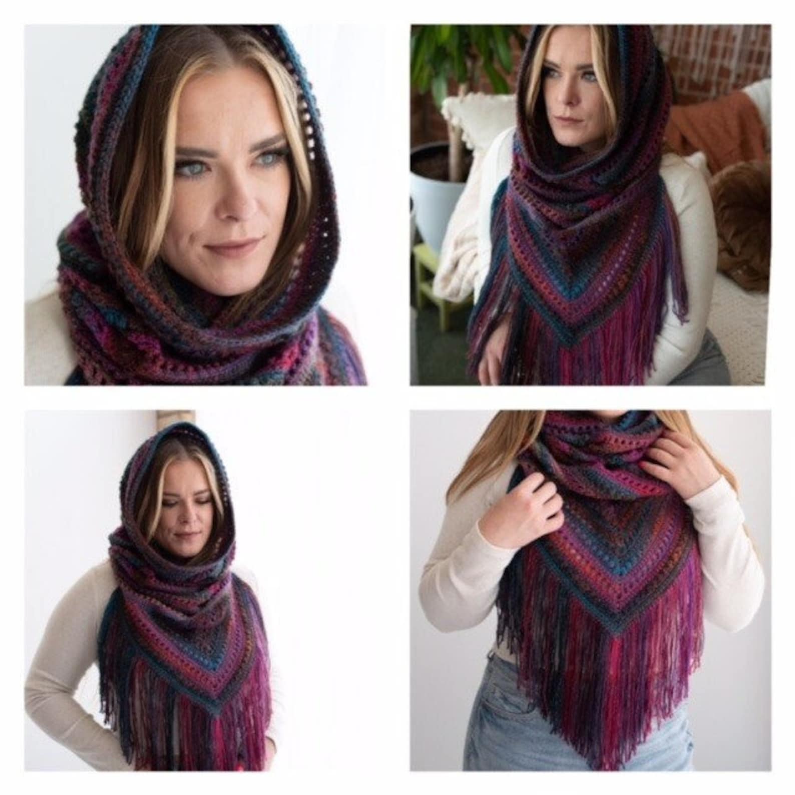 PDF Crochet Pattern - Hooded Cowl Scarf - Easy/beginner Friendly ...