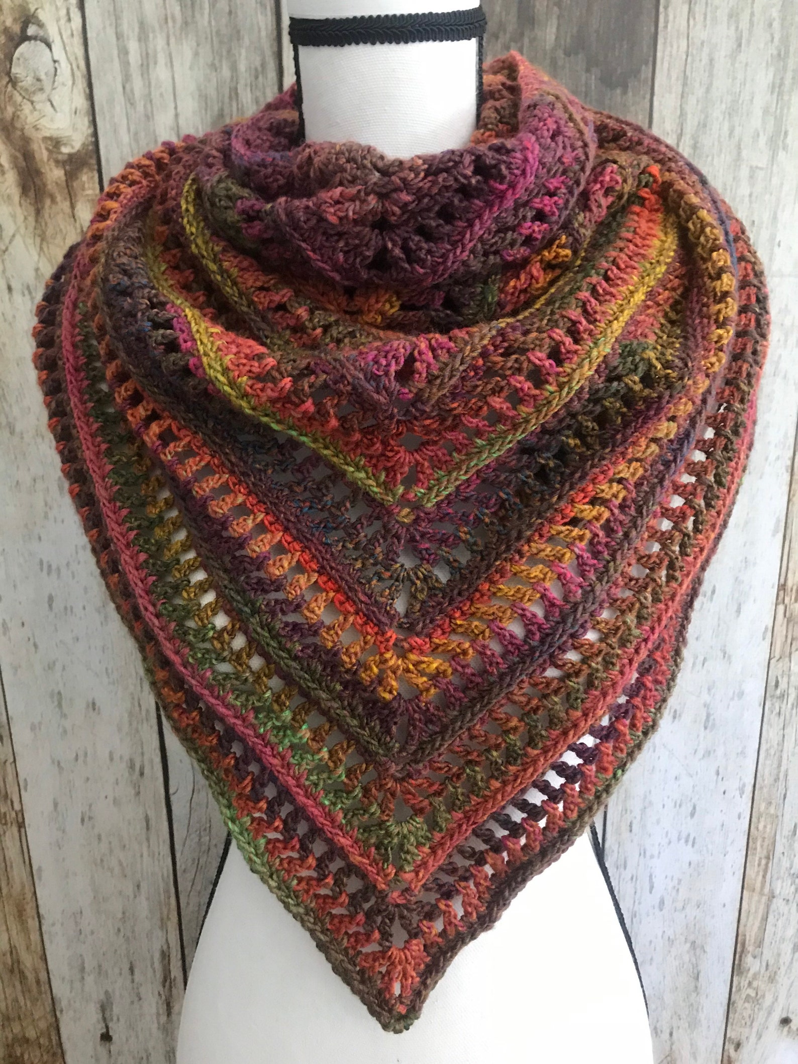 PDF Crochet Pattern - Fall Triangle Scarf - Boho / Bohemian Style Wrap ...