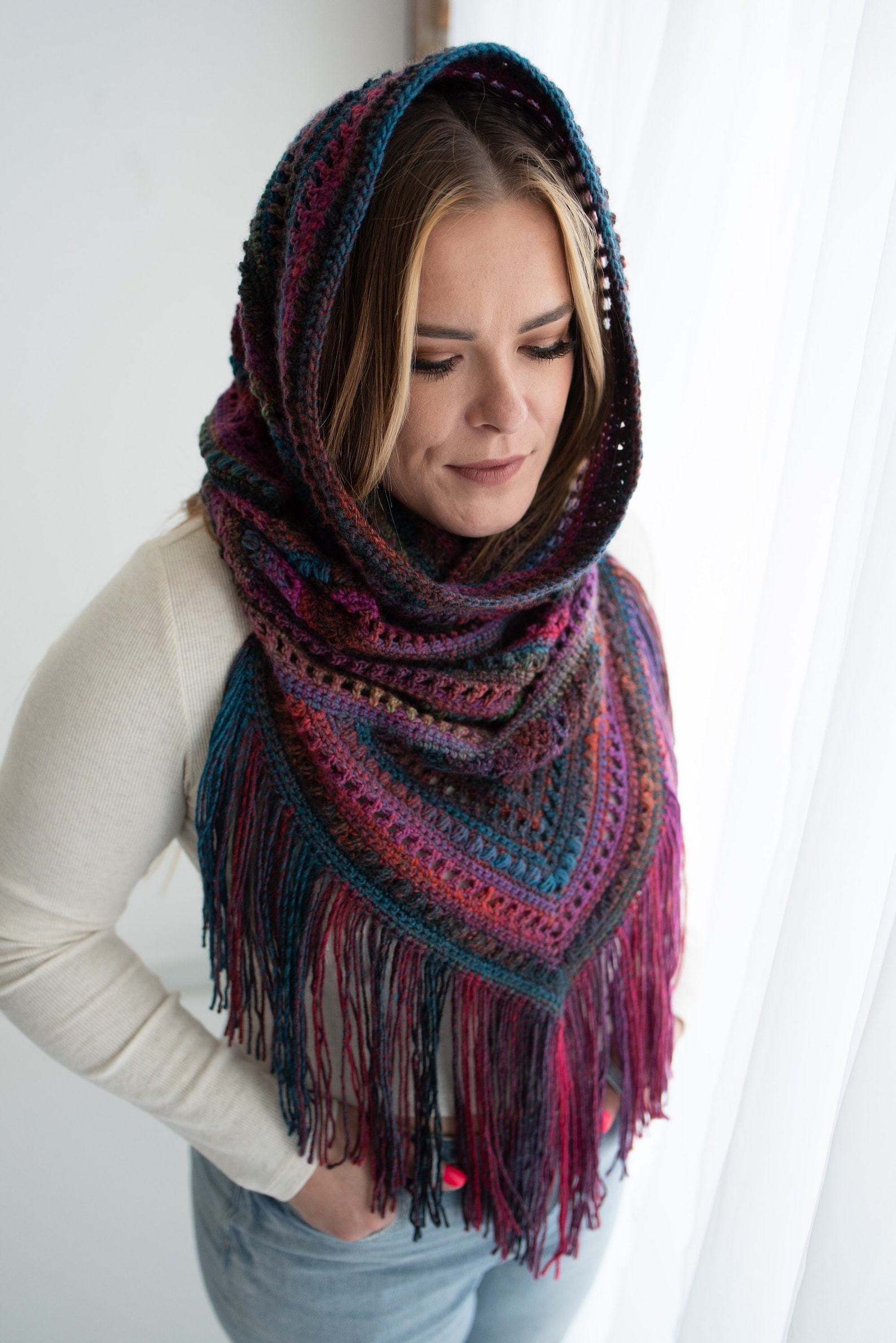 PDF Crochet Pattern - Hooded Cowl Scarf - Easy/beginner Friendly ...