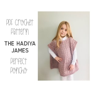 PDF Crochet Pattern - Poncho Pattern - Girls / Womens Poncho - Easy Crochet Poncho - Beginner Crochet Top - Pullover Pattern -Perfect Poncho