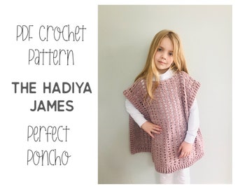 PDF Crochet Pattern - Poncho Pattern - Girls / Womens Poncho - Easy Crochet Poncho - Beginner Crochet Top - Pullover Pattern -Perfect Poncho