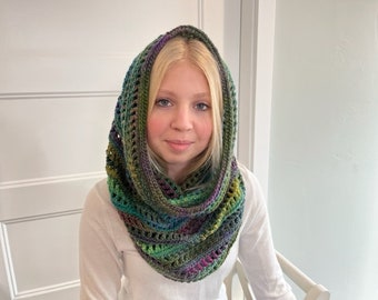 PDF Häkelanleitung mit Video Anleitungen - Boho Hooded Cowl - Schal mit Kapuze - Einfache Häkelanleitung für Anfänger - Snood/Scood Cowl für Sie