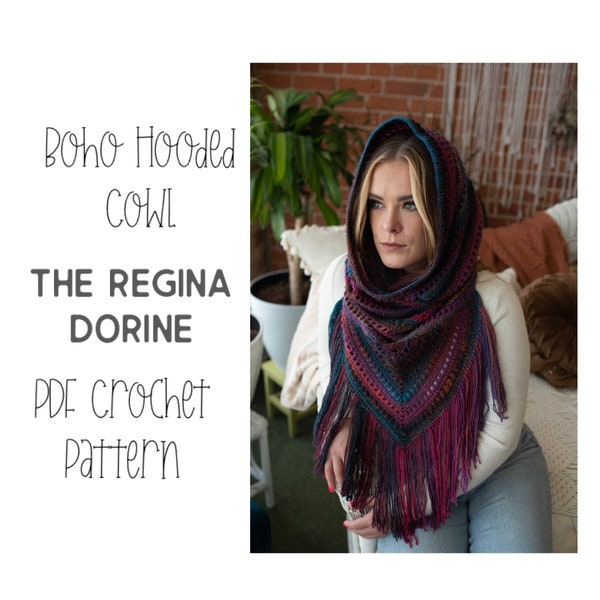 PDF Crochet Pattern - Hooded Cowl Scarf - Easy/Beginner Friendly - Trendy Boho Scarves - Fringe/Fringy Hippy Style for Her - Craft Show Idea