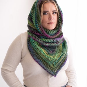 PDF Crochet Pattern - Bohemian Hooded Cowl Scarf - Boho Scarves with Hood - Hippy Style - Beginner Easy Clothing for Her - Craft Show Ideas