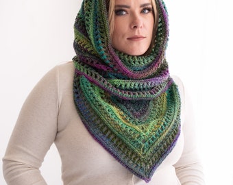 PDF Crochet Pattern - Bohemian Hooded Cowl Scarf - Boho Scarves with Hood - Hippy Style - Beginner Easy Clothing for Her - Craft Show Ideas