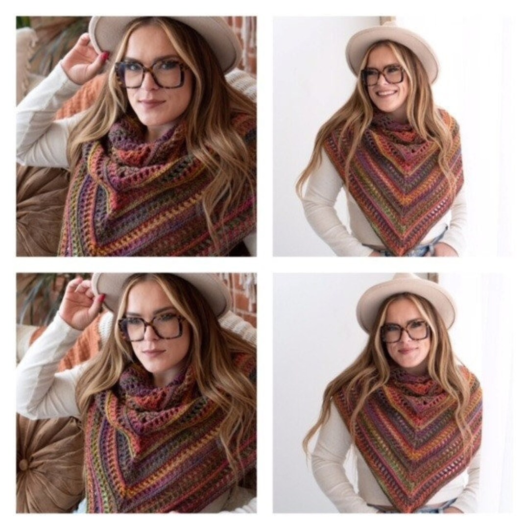 PDF Crochet Pattern - Fall Triangle Scarf - Boho / Bohemian Style Wrap ...