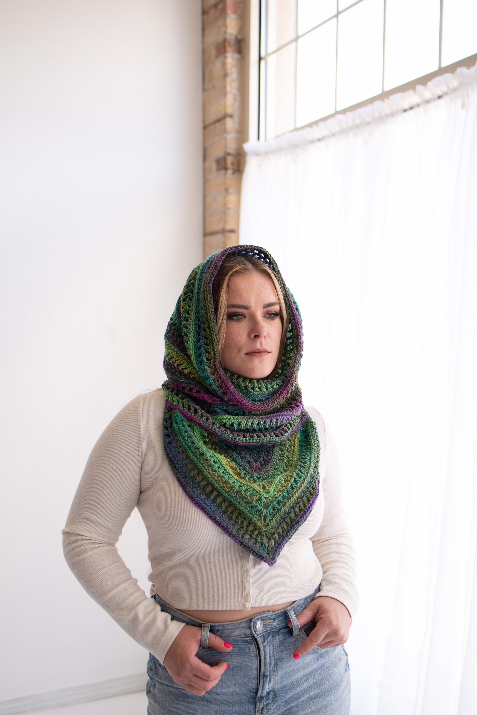 PDF Crochet Pattern Bohemian Hooded Cowl Scarf Boho - Etsy