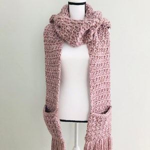 PDF Crochet Pattern The Devlyn Grace Cozy Asymmetrical Scarf Hooded Scarf Scarf with Pockets Crochet Scarf Pattern PDF Pattern image 6